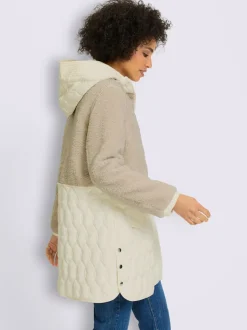 Veste longue avec capuche et manches longues ajustables