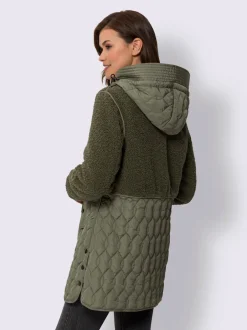 Veste longue avec capuche et manches longues ajustables