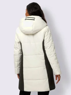 Veste longue avec empiècements latéraux et capuche ajustable