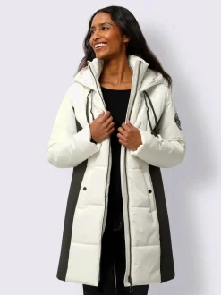 Veste longue avec empiècements latéraux et capuche ajustable
