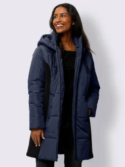 Veste longue avec empiècements latéraux et capuche ajustable