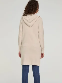 Veste longue en tricot avec capuche et poches