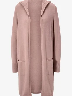 Veste longue en tricot avec capuche et poches