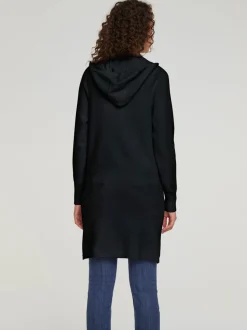 Veste longue en tricot avec capuche et poches