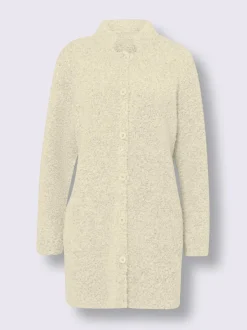 Veste longue en tricot avec col montant et poches plaquées