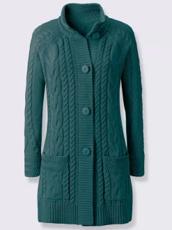 Veste longue en tricot avec col montant et poches