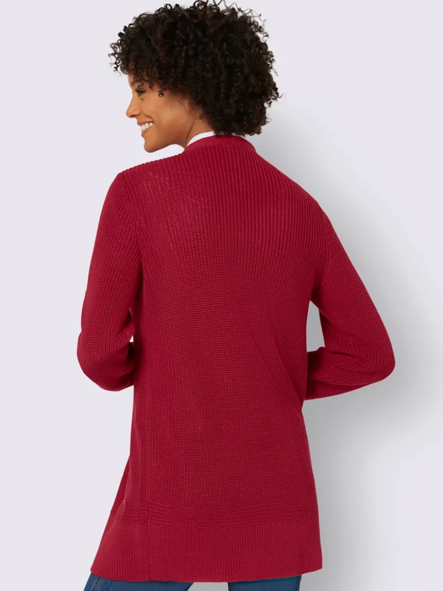 Veste longue en tricot avec encolure en V et manches longues