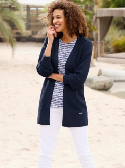 Veste longue en tricot avec encolure en V et manches longues