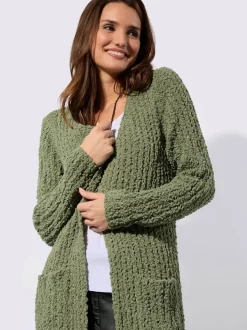 Veste longue en tricot avec manches longues et poches pratiques