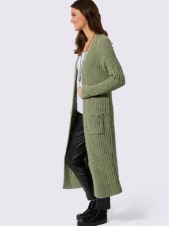 Veste longue en tricot avec manches longues et poches pratiques