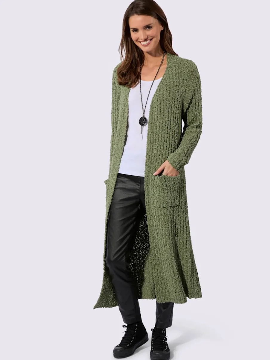 Veste longue en tricot avec manches longues et poches pratiques