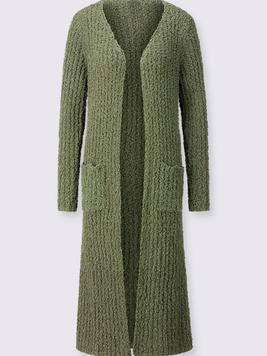 Veste longue en tricot avec manches longues et poches pratiques