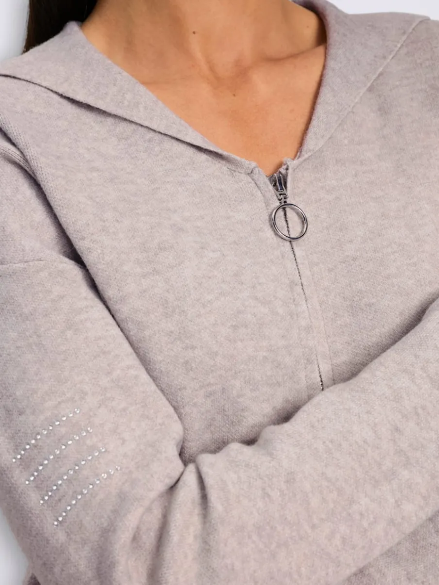 Veste longue en tricot avec petites pierres brillantes fantaisie