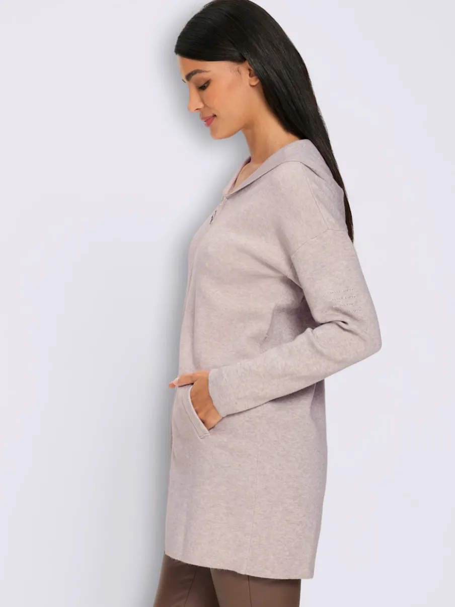 Veste longue en tricot avec petites pierres brillantes fantaisie