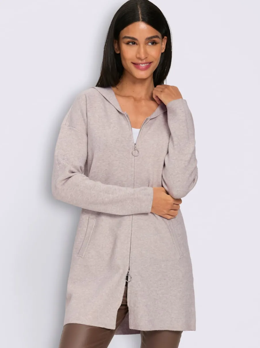 Veste longue en tricot avec petites pierres brillantes fantaisie