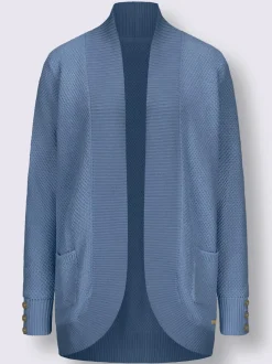 Veste longue en tricot avec poches et boutons côtelés