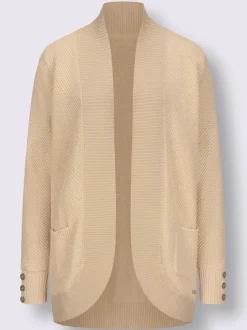 Veste longue en tricot avec poches et boutons côtelés