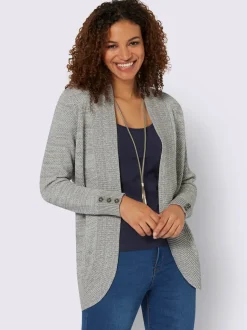 Veste longue en tricot avec poches et boutons côtelés