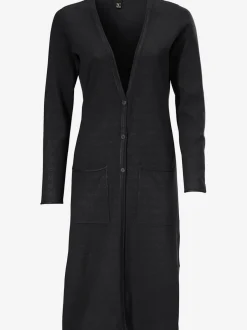 Veste longue en tricot à col montant avec poches et manches longues