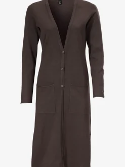 Veste longue en tricot à col montant avec poches et manches longues