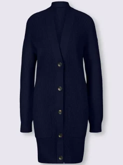 Veste longue en tricot à manches longues et poches