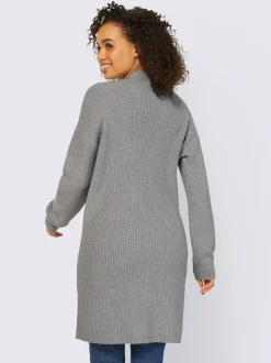 Veste longue en tricot à manches longues et poches