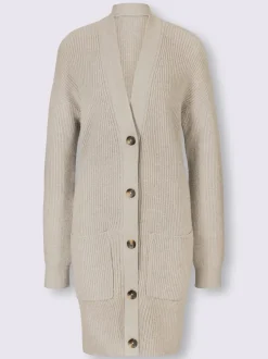 Veste longue en tricot à manches longues et poches