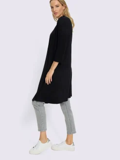 Veste longue en viscose douce avec col châle et manches 3/4