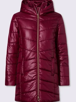 Veste longue matelassée avec capuche et poches pratiques