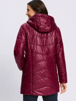 Veste longue matelassée avec capuche et poches pratiques