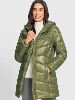 Veste longue matelassée avec capuche et poches pratiques