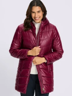 Veste longue matelassée avec capuche et poches pratiques