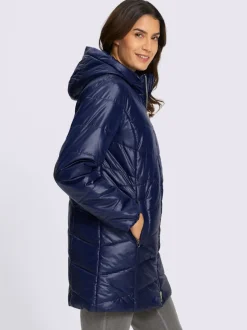 Veste longue matelassée avec capuche et poches pratiques