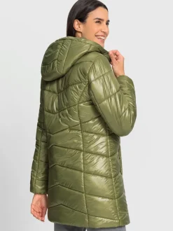 Veste longue matelassée avec capuche et poches pratiques