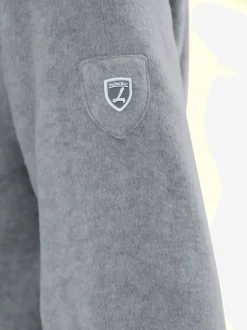 Veste polaire avec col à revers et rayures.