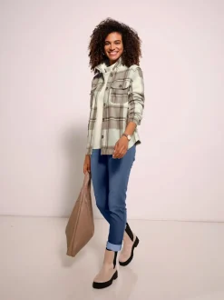 Veste polaire à carreaux avec col chemise et poches