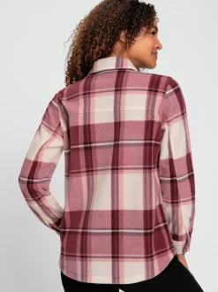 Veste polaire à carreaux avec col chemise et poches