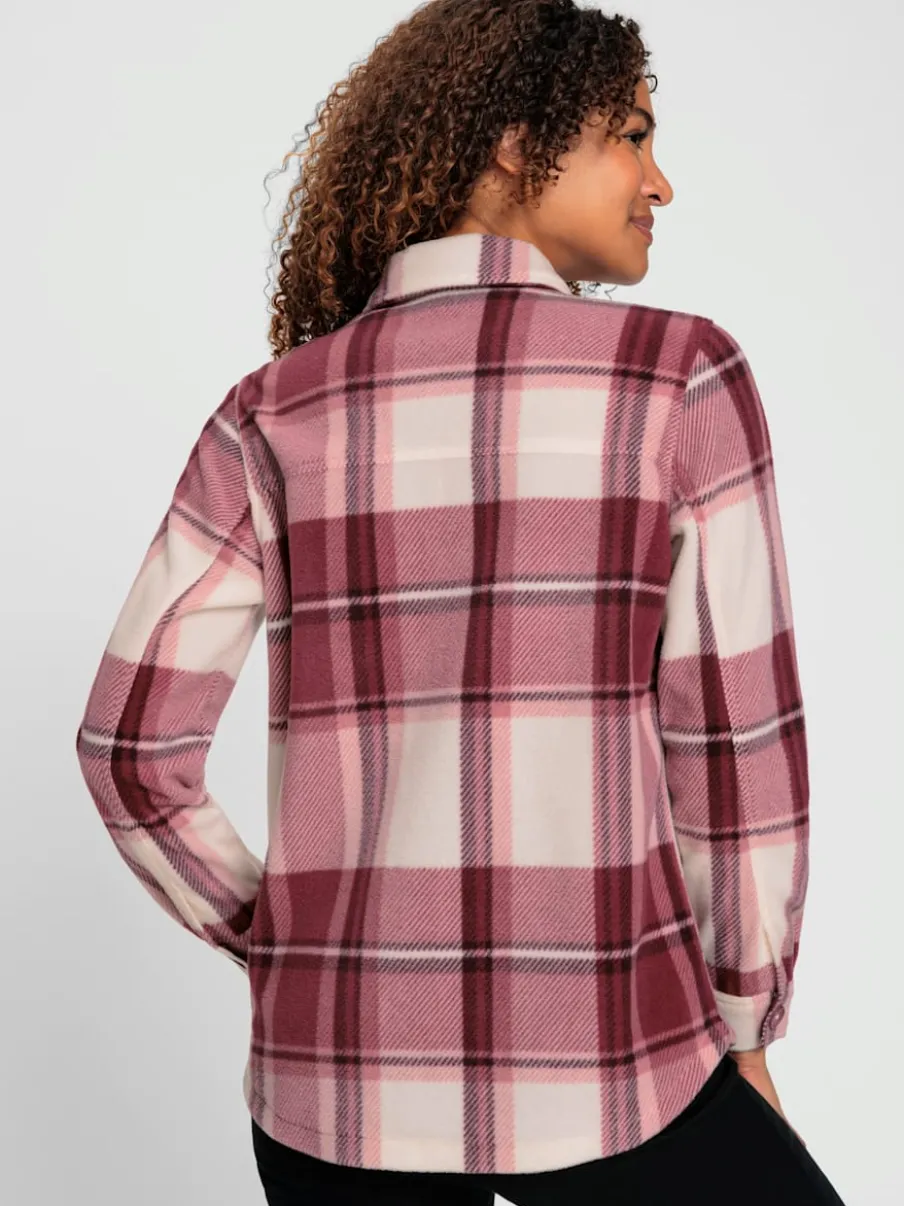 Veste polaire à carreaux avec col chemise et poches