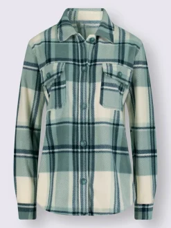 Veste polaire à carreaux avec col chemise et poches