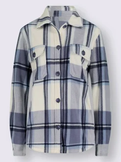 Veste polaire à carreaux avec col chemise et poches