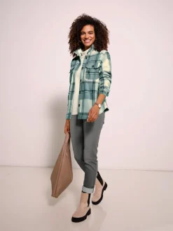 Veste polaire à carreaux avec col chemise et poches