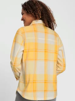 Veste polaire à carreaux avec col chemise et poches