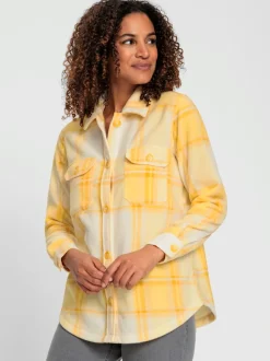 Veste polaire à carreaux avec col chemise et poches