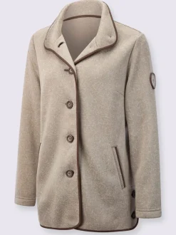 Veste polaire chaude col montant boutons et poches