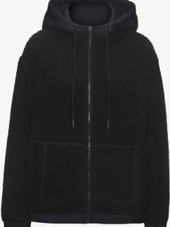 Veste polaire douce capuche avec poche kangourou décorative