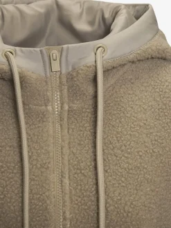 Veste polaire douce capuche avec poche kangourou décorative