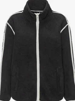 Veste polaire douce à col montant avec passepoils contrastés