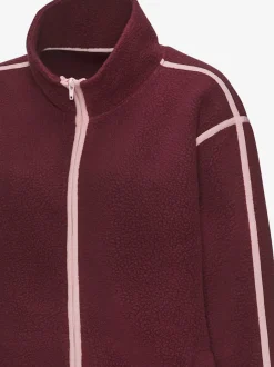 Veste polaire douce à col montant avec passepoils contrastés