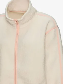 Veste polaire douce à col montant avec passepoils contrastés
