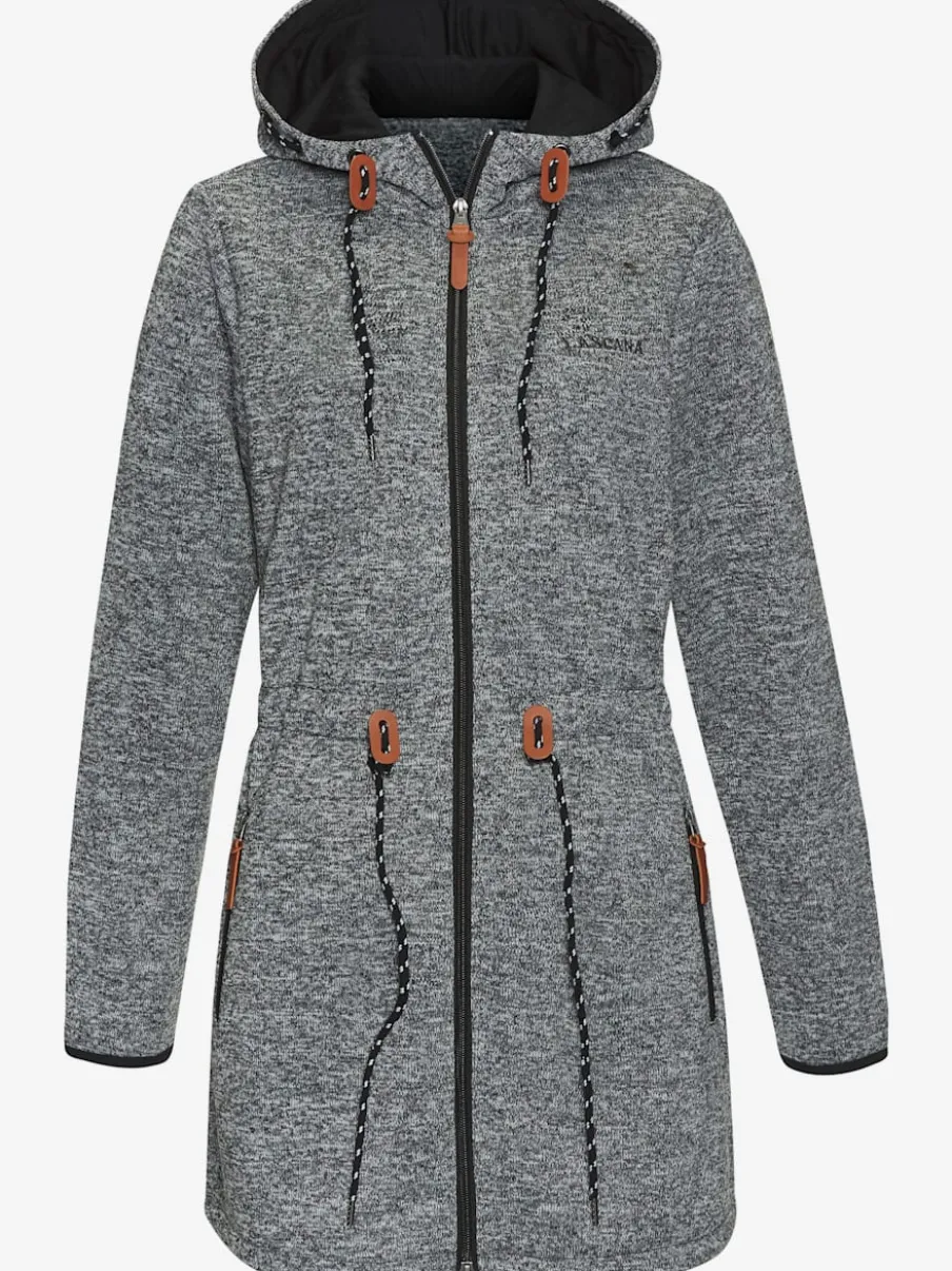 Veste polaire longue avec capuche et poches latérales